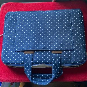 Blue shadow 14 inch laptop carrying case polka dot
